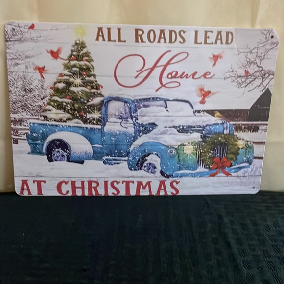 Christmas Decoration Cardinal Blue Truck “All Roads Lead House at Christ… - Picture 1 of 5